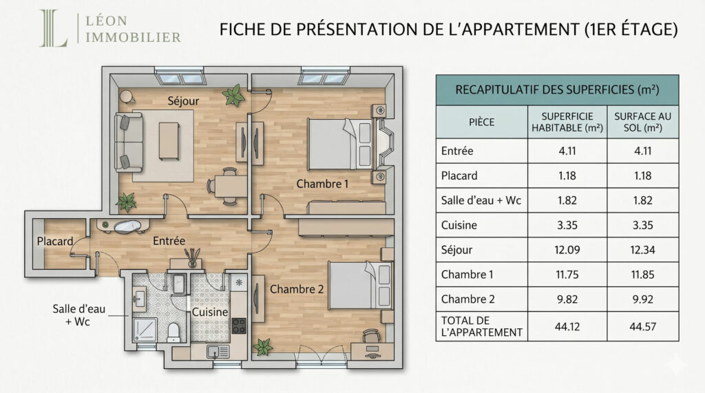 Vends appartement optimisé 3 pièces- 45m² – PAlésia Paris 14ème - Paris 14e - Léon Immobilier